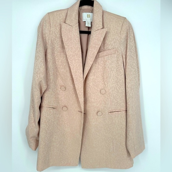House Of Harlow 1960 Blush Pink Jacquard Double Breasted Blazer Jacket XS - Picture 1 of 5